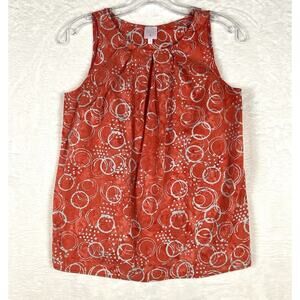 Ann Mashburn Shirt Womens XS Red Blue Geometric Abstract Preppy Resort Luxury